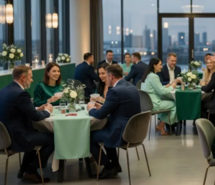 Elegancki firmowy wieczór integracyjny w stylu kasynowym bez hazardu