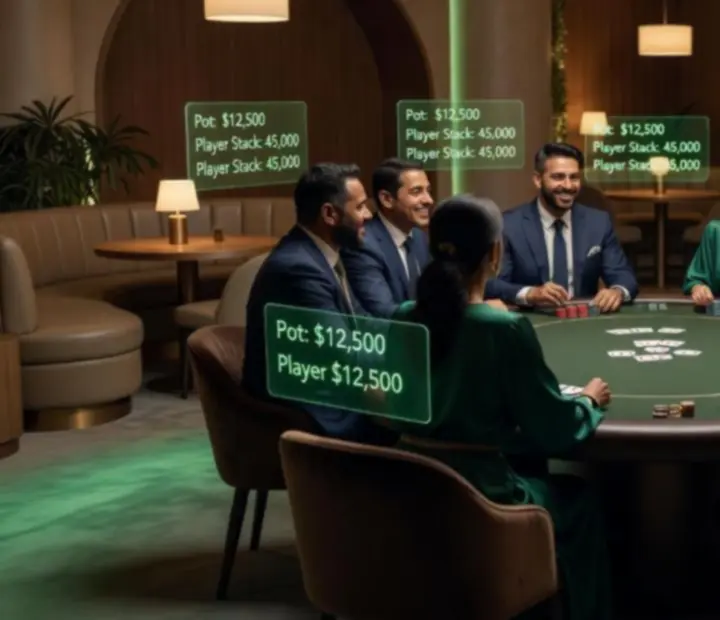 Elegancki wieczór pokerowy offline z grupą znajomych przy stole